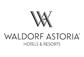 Logo of Waldorf Astoria Hotels and Resorts, featuring a stylized 'W' above the brand name.
